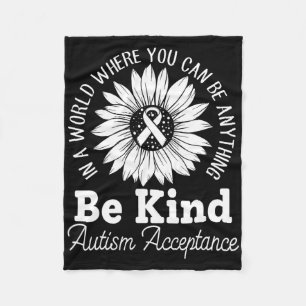 Be Kind Autism Red Instead - Acceptance Not Awaren Fleece Blanket