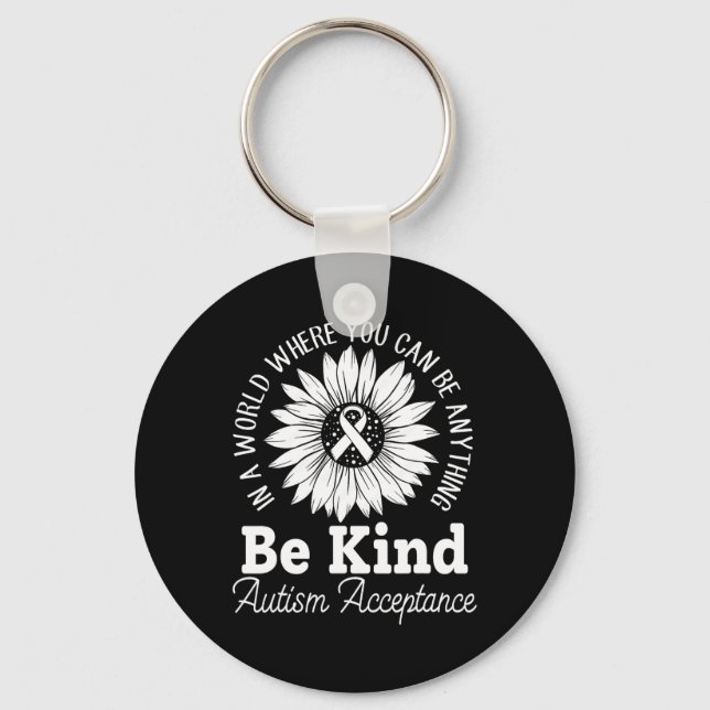 Be Kind Autism Red Instead - Acceptance Not Awaren Key Ring (Front)