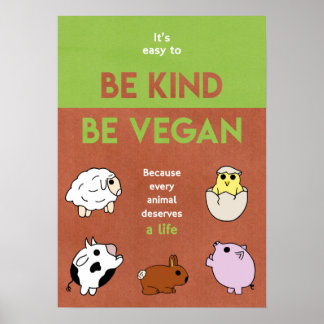Be Kind Be Vegan Poster