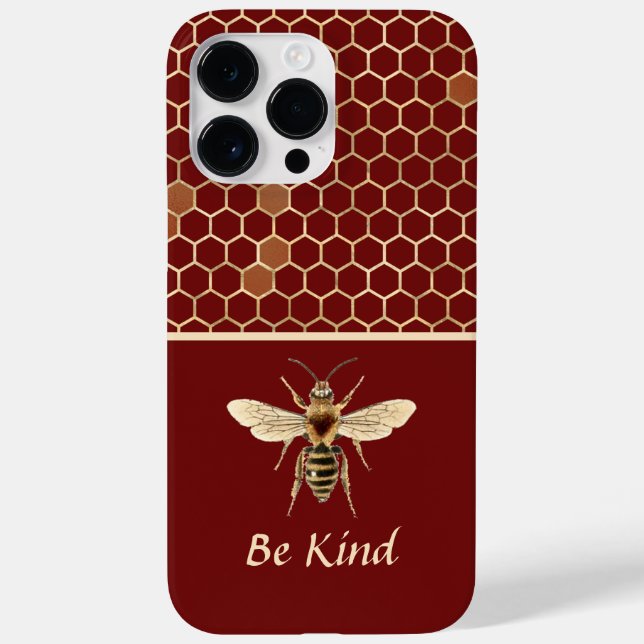 Be Kind Bee and Honeycomb on Burgundy Case-Mate iPhone Case (Back)