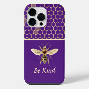 Be Kind Bee and Honeycomb on Purple iPhone 14 Pro Max Case