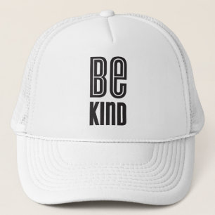 BE KIND black minimal bold type motivational quote Trucker Hat