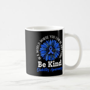 Be Kind Blue Ribbon Sunflower T1d Type 1 Diabetes  Coffee Mug