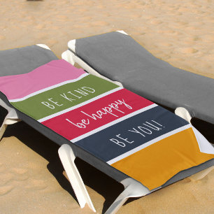 Be Kind Bold Muted Colour Palette Striped Beach Towel