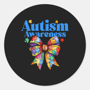 Be Kind Bow Autism Awareness Autism Support Love Classic Round Sticker