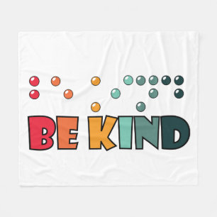 Be Kind Braille Literacy Blindness Awareness Fleece Blanket