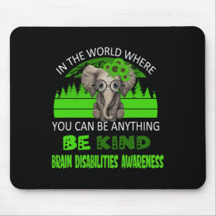Be Kind Brain Disabilities Awareness Elephant Retr Mouse Pad