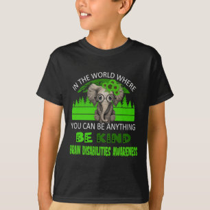 Be Kind Brain Disabilities Awareness Elephant Retr T-Shirt