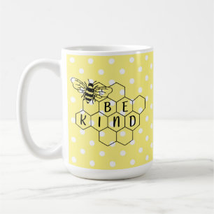 Be Kind Bumble Bee Yellow Polka Dot Coffee Mug