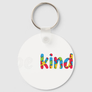 Be Kind Colorful Puzzle Pieces Autism Awareness AD Key Ring