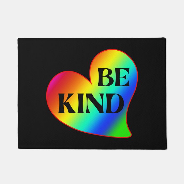 Be Kind Colourful Heart Rainbow  Doormat (Front)