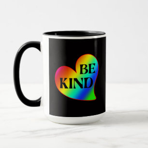 Be Kind Colourful Heart Rainbow Mug
