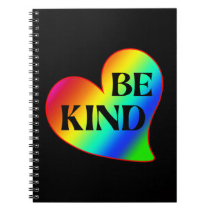 Be Kind Colourful Heart Rainbow Notebook