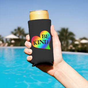 Be Kind Colourful Heart Rainbow Seltzer Can Cooler