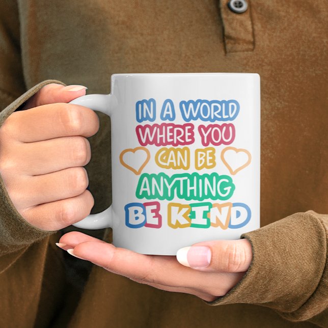 Be Kind Colourful Positivity Girly Bold Typography Coffee Mug (Creator Uploaded)