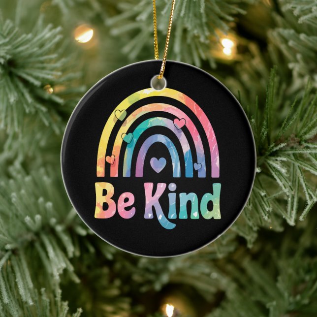 Be Kind Colourful Rainbow – Inspirational Positive Ceramic Ornament (Tree)