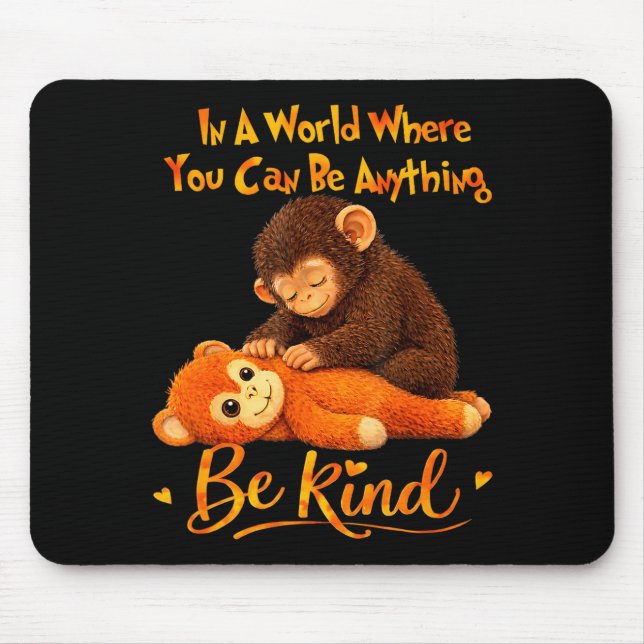 Be Kind Cute Baby Monkey Punch Team Mouse Pad (Front)
