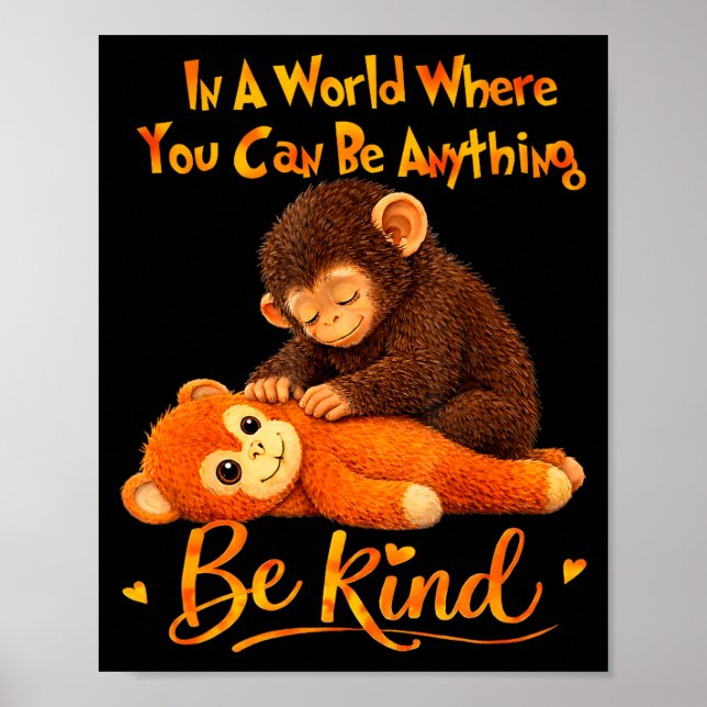 Be Kind Cute Baby Monkey Punch Team Poster (Front)