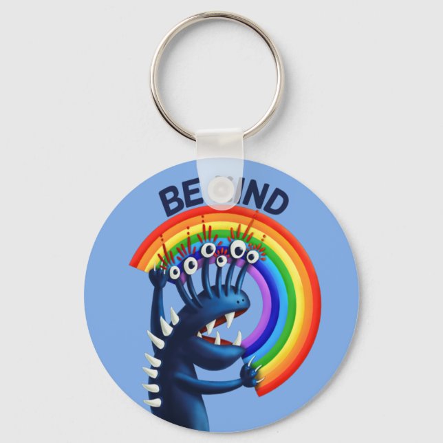 Be Kind - Cute Character Rainbow Positive Message Key Ring (Front)