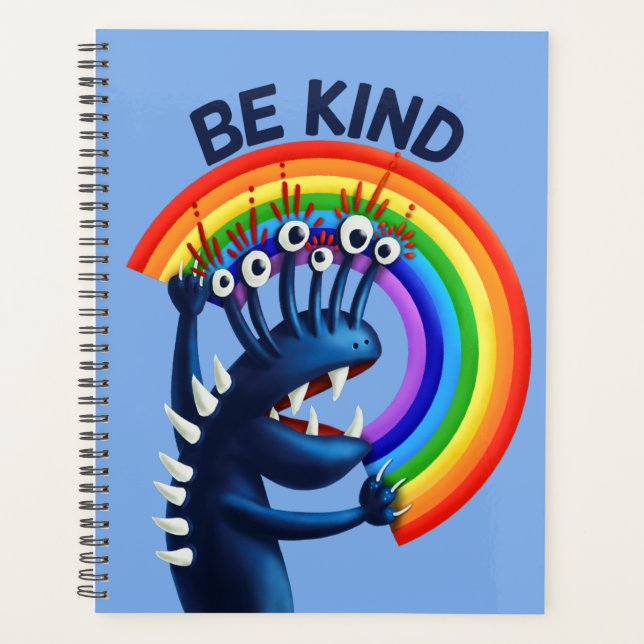 Be Kind - Cute Character Rainbow Positive Message Planner (Front)