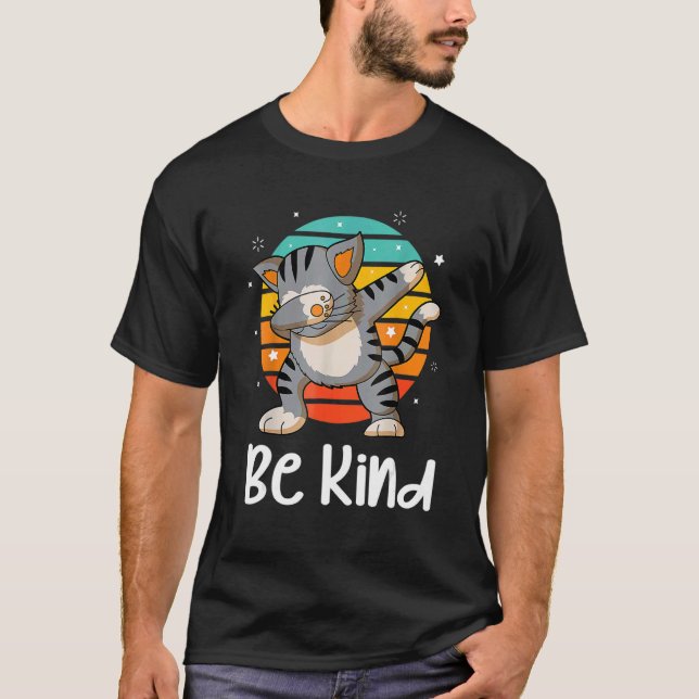 Be Kind Cute Dabbing Cat Unity Day Orange Women Ki T-Shirt (Front)