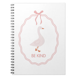 Be Kind Cute Goose with Pink Ribbon Frame  Notebook