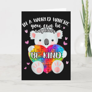 Be Kind Cute Puzzle Koala, Autism Awareness Month Card