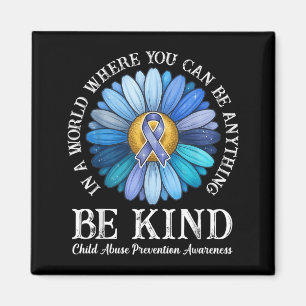 Be Kind Daisy Flower Blue Child Abuse Prevention Magnet