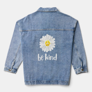 Be Kind Daisy Peace Sign Teacher Kindness Anti Bul Denim Jacket