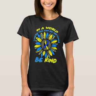 Be Kind Down Syndrome Awareness Ribbon Leopard Sun T-Shirt