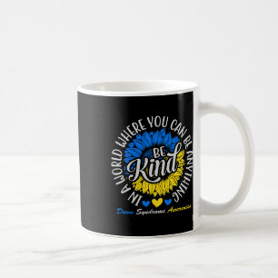 Be Kind Down Syndrome Awareness Ribbon Sunflower K Coffee Mug