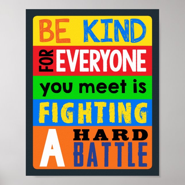 Be Kind, Everyone is Fighting a Hard Battle Class Poster (Front)