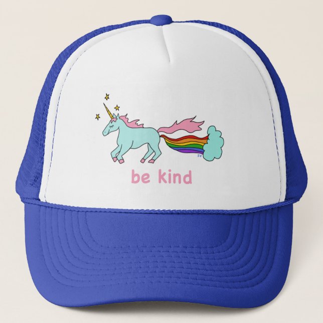 Be Kind farting rainbows unicorn hat (Front)