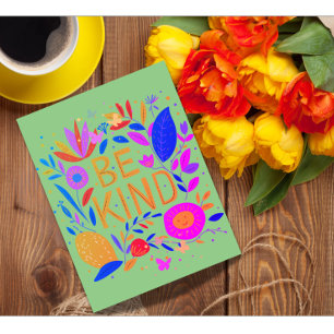 Be Kind Floral Butterflies Postcard