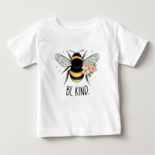 Be Kind Floral Cute Bee Inspirational Design Baby T-Shirt