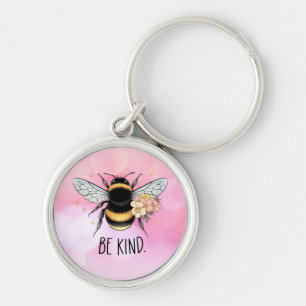 Be Kind Floral Cute Bee Inspirational Design Key Ring