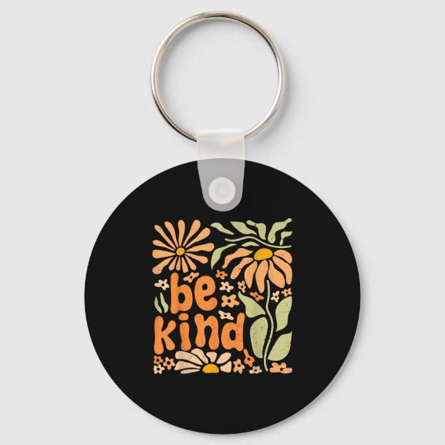 Be Kind Floral Positive Quote Boho Flowers Choose  Key Ring (Front)