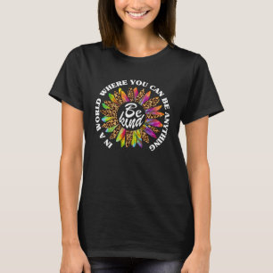 Be Kind For Women Girls Leopard Sunflower Unity D T-Shirt