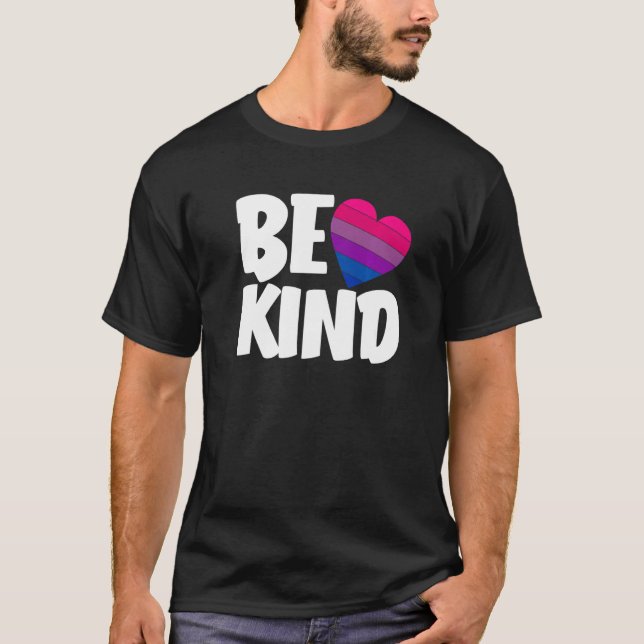 Be Kind Funny Bi Pride Flag Bisexual Premium T-Shirt (Front)