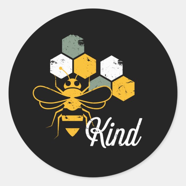 Be Kind Funny Kindness Bee Puns for Beekeeper Classic Round Sticker (Front)