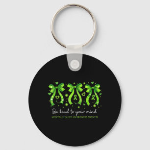 Be Kind Green Ribbon for Women Kids Mental Health Key Ring