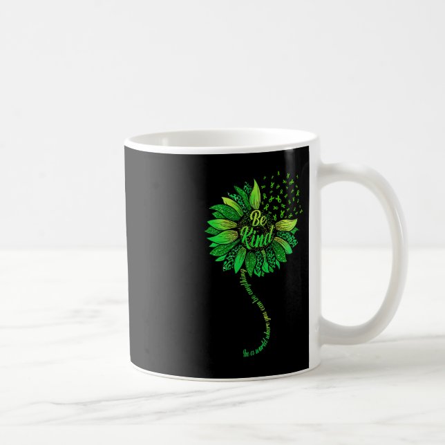 Be Kind Green Ribbon Sunflower Mental Health Aware Coffee Mug (Right)