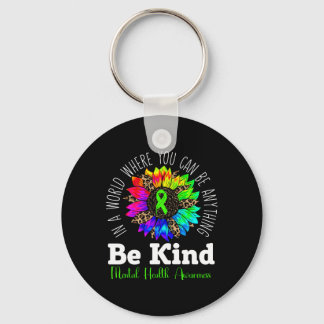Be Kind Green Ribbon Sunflower Mental Health Aware Key Ring