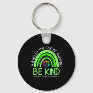 Be Kind Green Ribbon Sunflower Mental Health Aware Key Ring