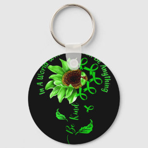 Be Kind Green Ribbon Sunflower Mental Health Aware Key Ring