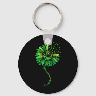 Be Kind Green Ribbon Sunflower Mental Health Aware Key Ring