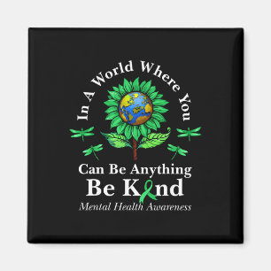 Be Kind Green Ribbon Sunflower Mental Health Aware Magnet