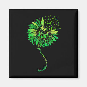 Be Kind Green Ribbon Sunflower Mental Health Aware Magnet