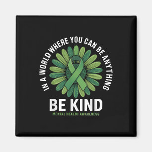 Be Kind Green Ribbon Sunflower Mental Health Aware Magnet