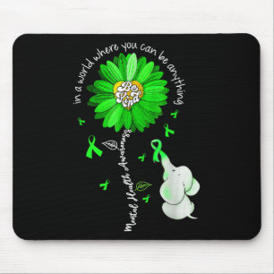 Be Kind Green Ribbon Sunflower Mental Health Aware Mouse Pad